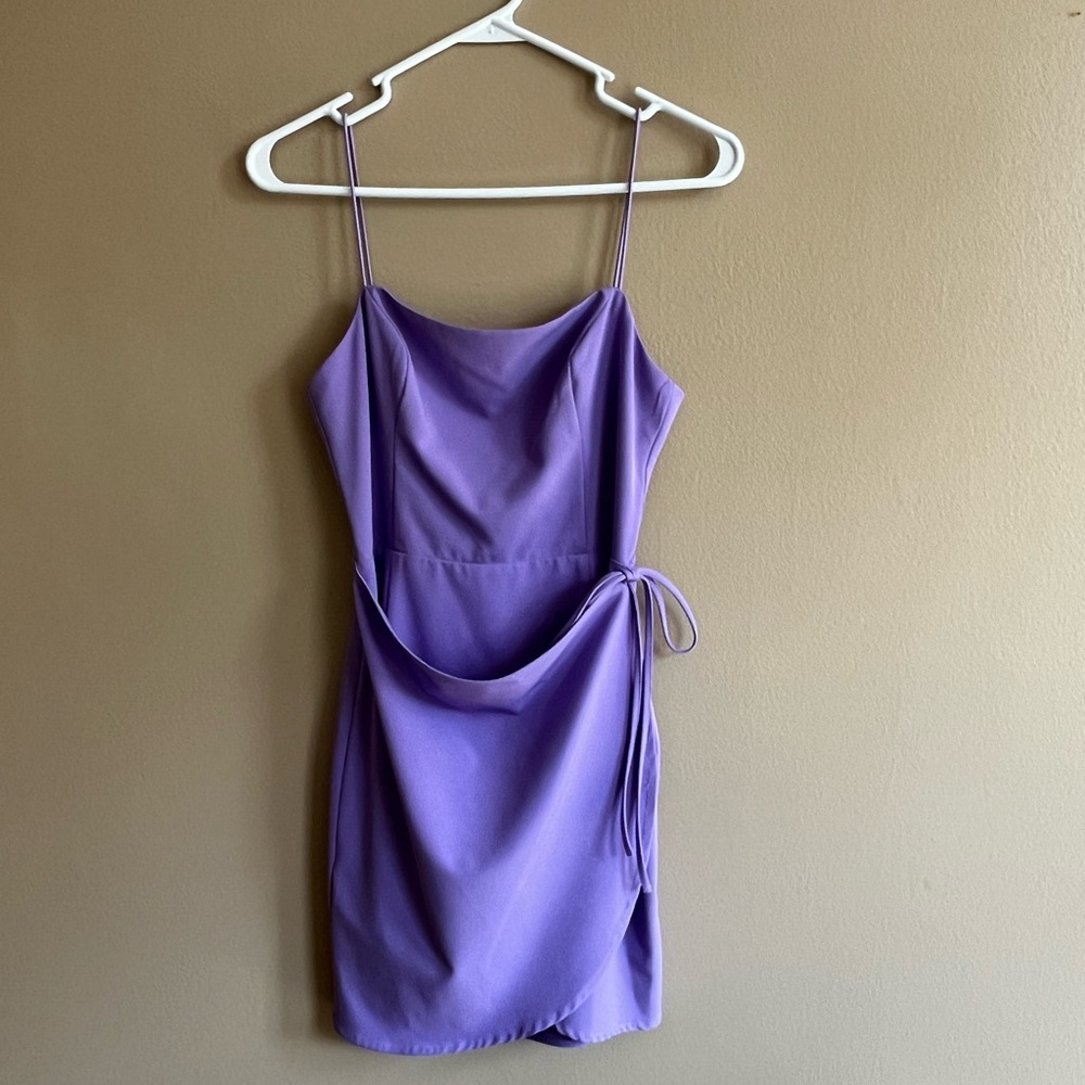 American threads dress | mini wrap dress | color: purple | size: small
